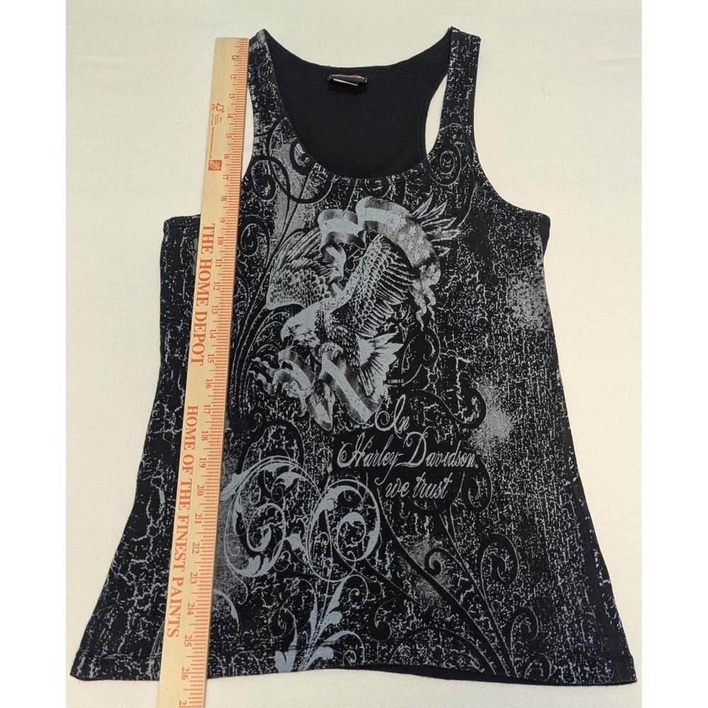 Harley Davidson Tank Top Women Med Black Graphic Millville NJ Eagle Biker Gothic